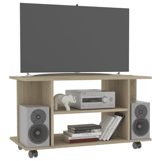 Móvel de TV - Modulo de TV - Armário de TV com rodas 80x40x45 cm deriv.madeira carvalho sonoma