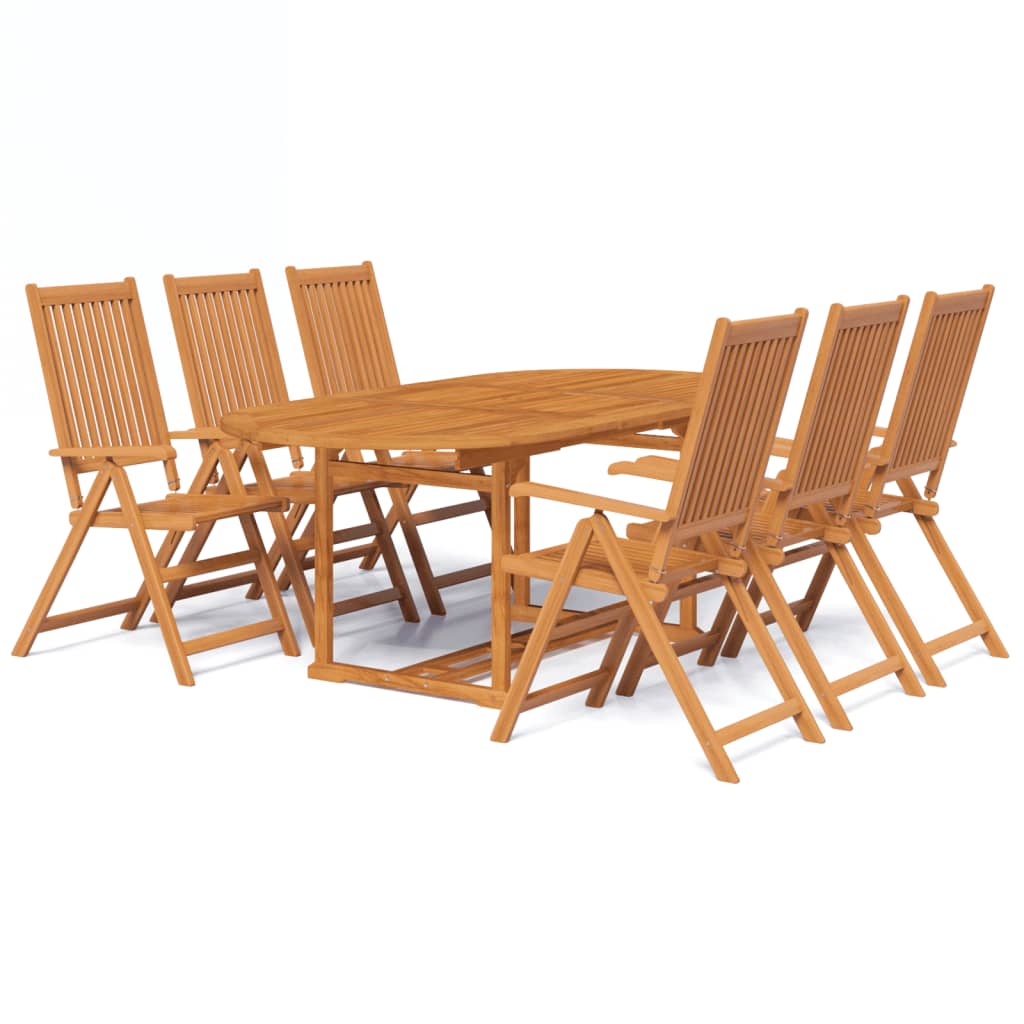 Set de comedor de jardín 7 piezas madera maciza de acacia