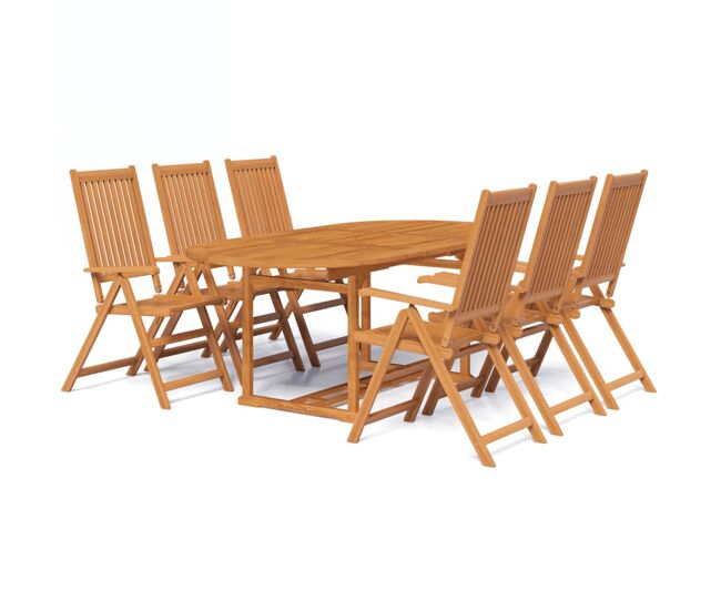 Set de comedor de jardín 7 piezas madera maciza de acacia