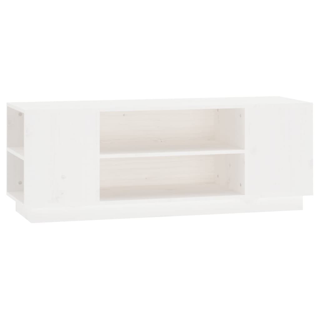 mueble tv - mesa de tv madera maciza de pino blanco 110x35x405 cm