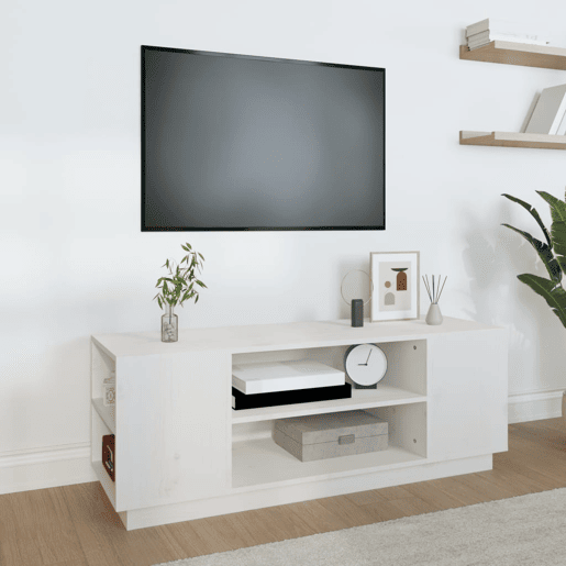 Móvel de TV - Modulo de TV - Armário de TV 110x35x40,5 cm madeira de pinho maciça branco