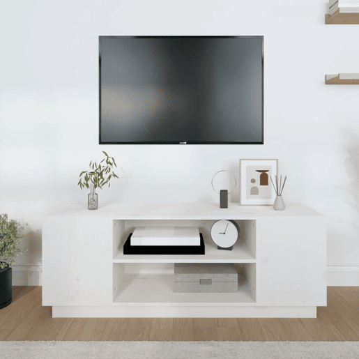 Móvel de TV - Modulo de TV - Armário de TV 110x35x40,5 cm madeira de pinho maciça branco