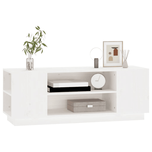 Móvel de TV - Modulo de TV - Armário de TV 110x35x40,5 cm madeira de pinho maciça branco