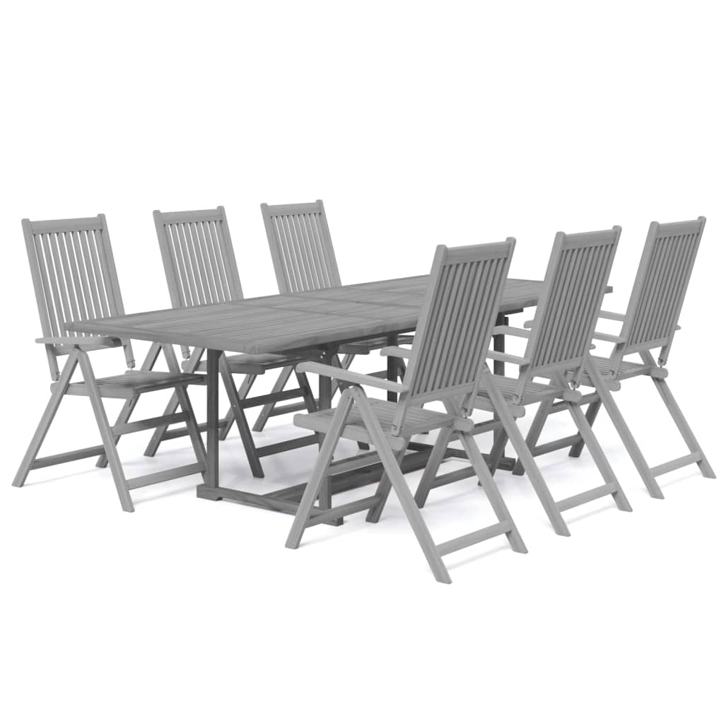 Juego de comedor para jardín 7 piezas madera maciza acacia