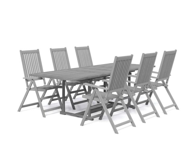 Juego de comedor para jardín 7 piezas madera maciza acacia