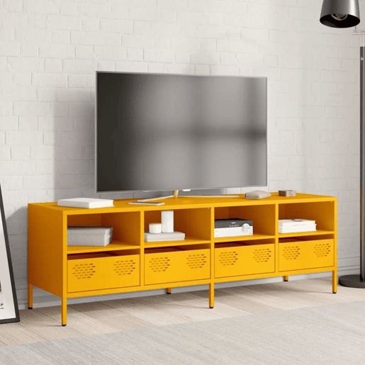 Móvel de TV - Modulo de TV - Armário de TV 135x39x43,5 cm aço laminado a frio amarelo mostarda