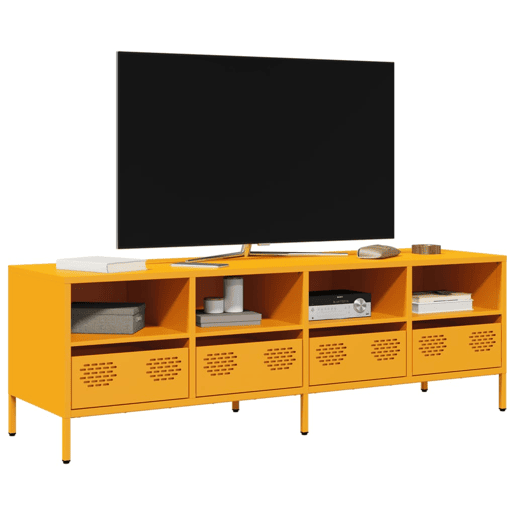 Móvel de TV - Modulo de TV - Armário de TV 135x39x43,5 cm aço laminado a frio amarelo mostarda