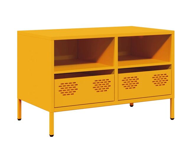 Mueble tv - mesa de tv acero laminado en frío amarillo mostaza 68x39x43,5 cm