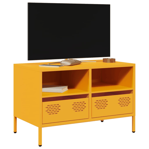 Móvel de TV - Modulo de TV - Armário de TV 68x39x43,5 cm aço laminado a frio amarelo mostarda