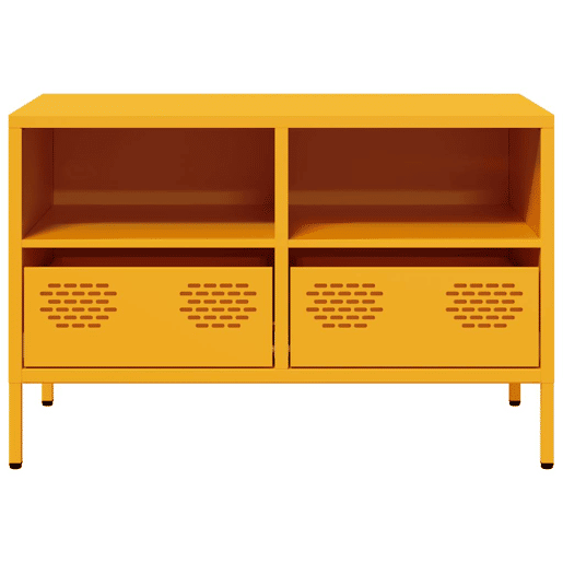 Móvel de TV - Modulo de TV - Armário de TV 68x39x43,5 cm aço laminado a frio amarelo mostarda