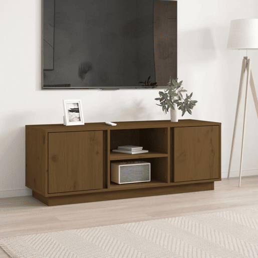 Móvel de TV - Modulo de TV - Armário de TV 110x35x40,5 cm madeira de pinho maciça castanho mel