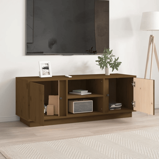Móvel de TV - Modulo de TV - Armário de TV 110x35x40,5 cm madeira de pinho maciça castanho mel