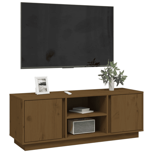 Móvel de TV - Modulo de TV - Armário de TV 110x35x40,5 cm madeira de pinho maciça castanho mel