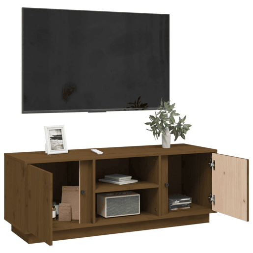 Móvel de TV - Modulo de TV - Armário de TV 110x35x40,5 cm madeira de pinho maciça castanho mel