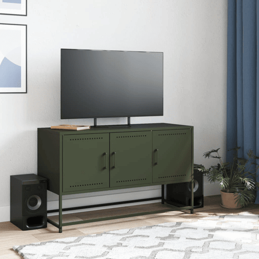 Móvel de TV - Modulo de TV - Armário de TV 100,5x39x60,5 aço verde azeitona