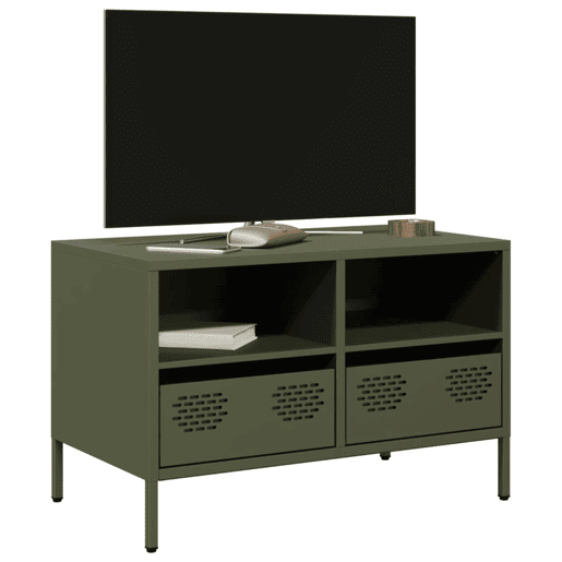 Móvel de TV - Modulo de TV - Armário de TV 68x39x43,5 cm aço laminado a frio verde-azeitona