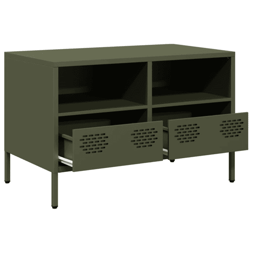 Móvel de TV - Modulo de TV - Armário de TV 68x39x43,5 cm aço laminado a frio verde-azeitona