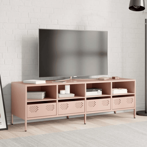 Móvel de TV - Modulo de TV - Armário de TV 135x39x43,5 cm aço laminado a frio rosa