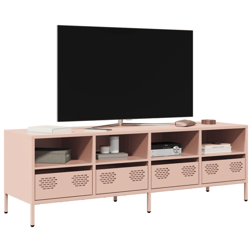 Móvel de TV - Modulo de TV - Armário de TV 135x39x43,5 cm aço laminado a frio rosa