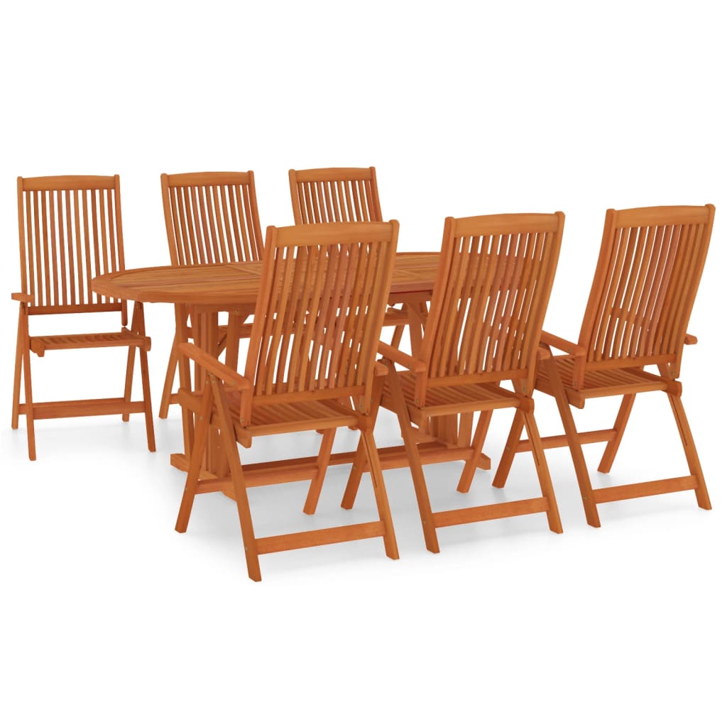 juego de comedor para jardin 7 pzas madera maciza de eucalipto