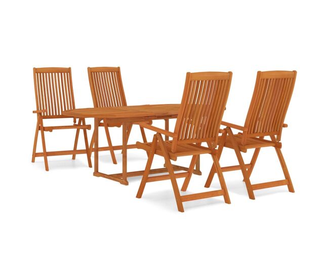 Juego de comedor para jardín 5 pzas madera maciza de eucalipto