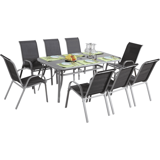 Conjunto de móveis de jardim de 8 lugares Cordoba XL 180 - Phoenix - Cinza escuro