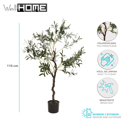 Well Home Oliveira artificial em vaso preto Alt.116cm