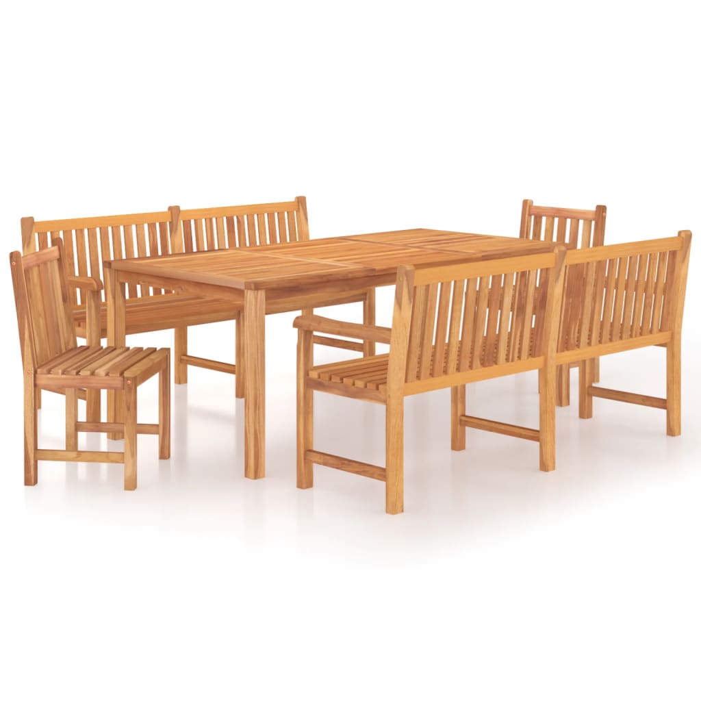Juego de comedor para jardín 5 piezas madera maciza de teca