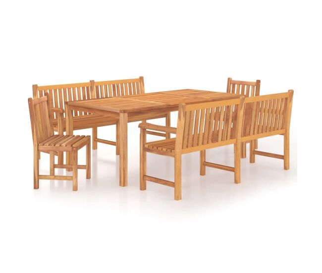 Juego de comedor para jardín 5 piezas madera maciza de teca
