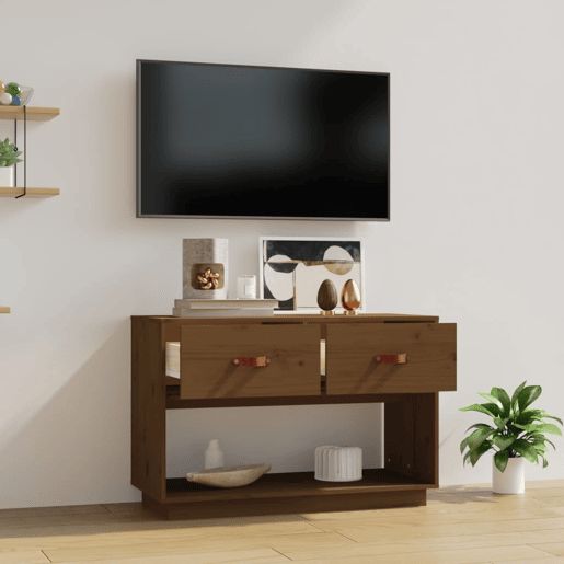 Móvel de TV - Modulo de TV - Armário de TV 90x40x60 cm madeira de pinho maciça castanho mel