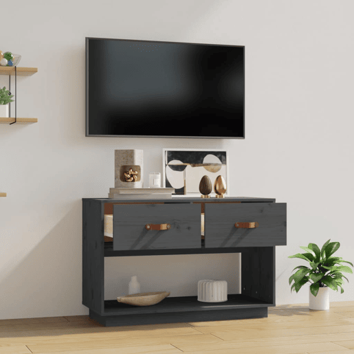 Móvel de TV - Modulo de TV - Armário de TV 90x40x60 cm madeira de pinho maciça cinzento