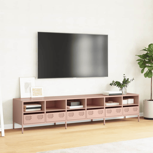 Móvel de TV - Modulo de TV - Armário de TV 202x39x43,5 cm aço laminado a frio rosa