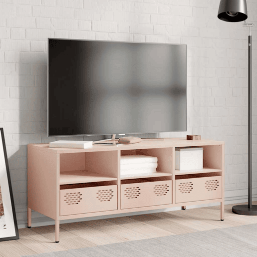 Móvel de TV - Modulo de TV - Armário de TV 101,5x39x43,5 cm aço laminado a frio rosa