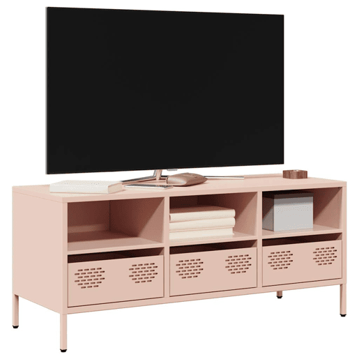 Móvel de TV - Modulo de TV - Armário de TV 101,5x39x43,5 cm aço laminado a frio rosa