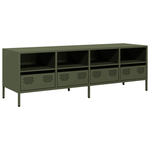Móvel de TV - Modulo de TV - Armário de TV 135x39x43,5 cm aço laminado a frio verde-azeitona