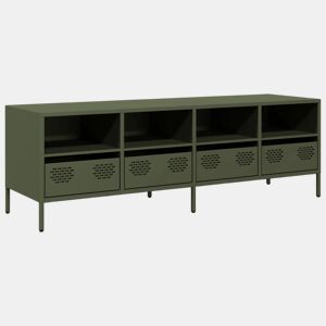 Móvel de TV - Modulo de TV - Armário de TV 135x39x43,5 cm aço laminado a frio verde-azeitona