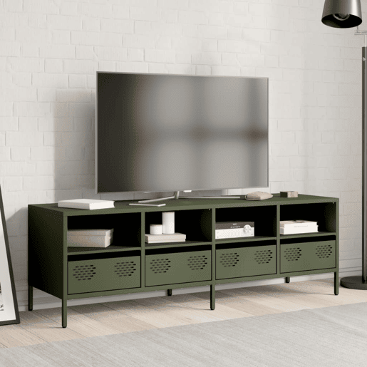 Móvel de TV - Modulo de TV - Armário de TV 135x39x43,5 cm aço laminado a frio verde-azeitona