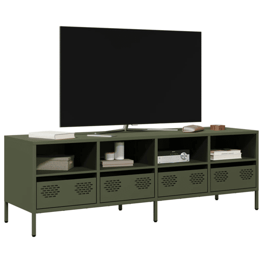 Móvel de TV - Modulo de TV - Armário de TV 135x39x43,5 cm aço laminado a frio verde-azeitona