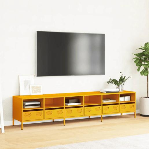 Móvel de TV - Modulo de TV - Armário de TV 202x39x43,5 cm aço laminado a frio amarelo mostarda