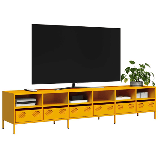 Móvel de TV - Modulo de TV - Armário de TV 202x39x43,5 cm aço laminado a frio amarelo mostarda