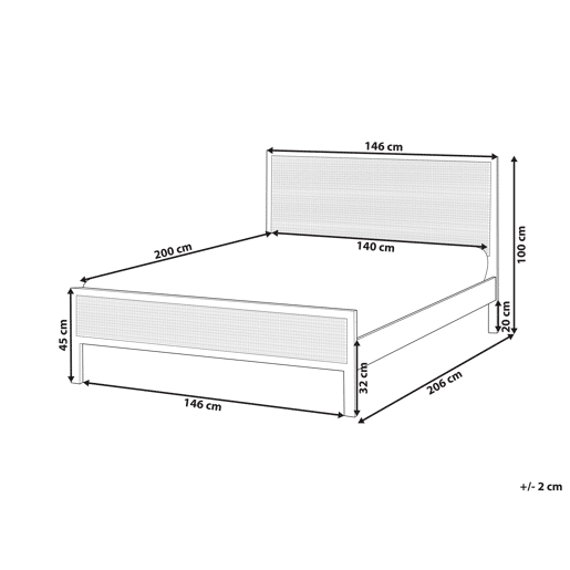 Cama Pinho SALERNAS 140 x 200 cm Castanho claro