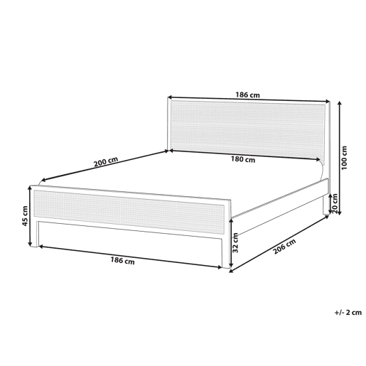 Cama Pinho SALERNAS 180 x 200 cm Castanho claro
