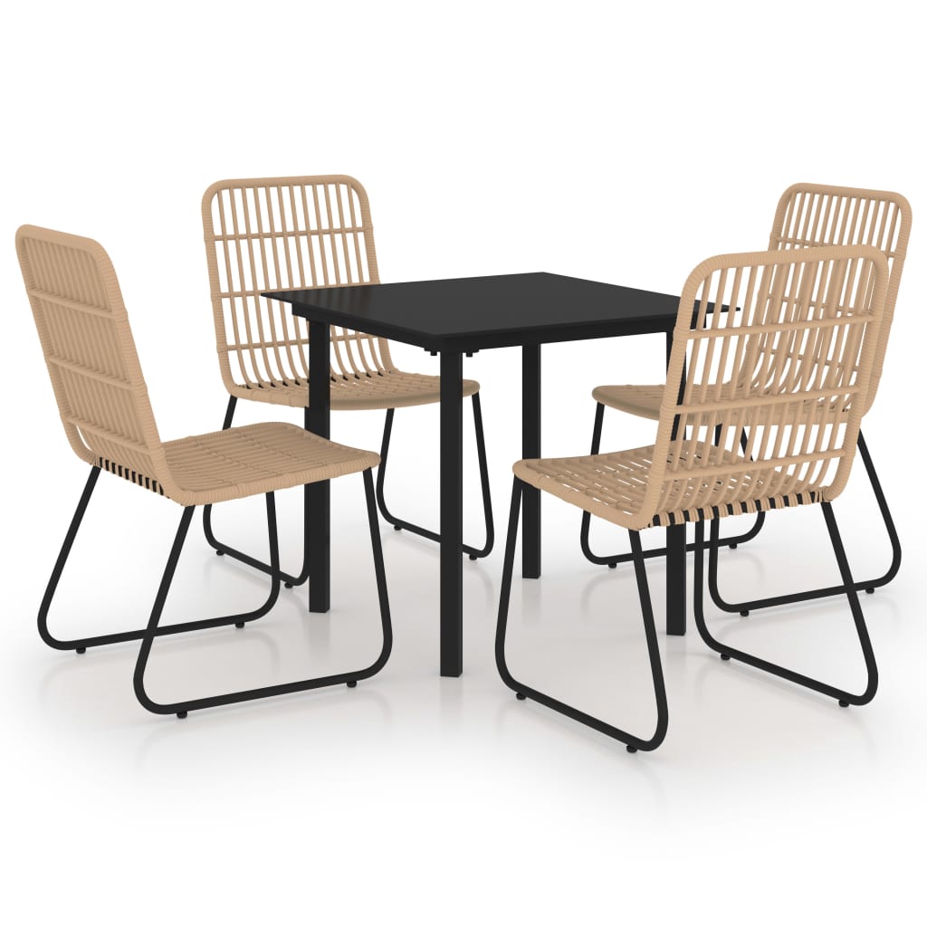 Juego de comedor para jardín 5 piezas ratán sintético y vidrio