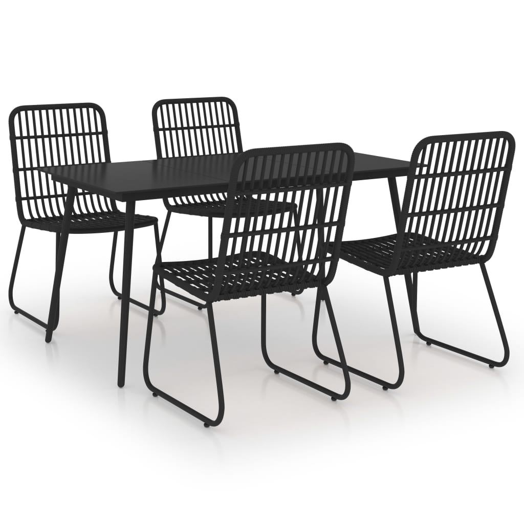 Juego de comedor para jardín 5 piezas ratán sintético y vidrio