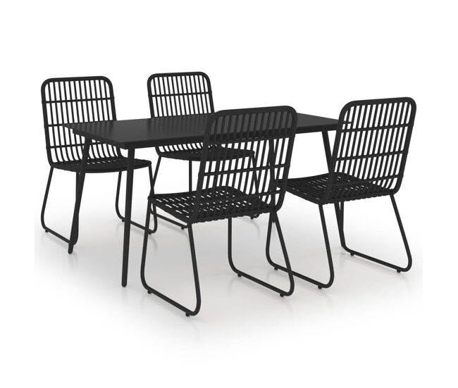 Juego de comedor para jardín 5 piezas ratán sintético y vidrio