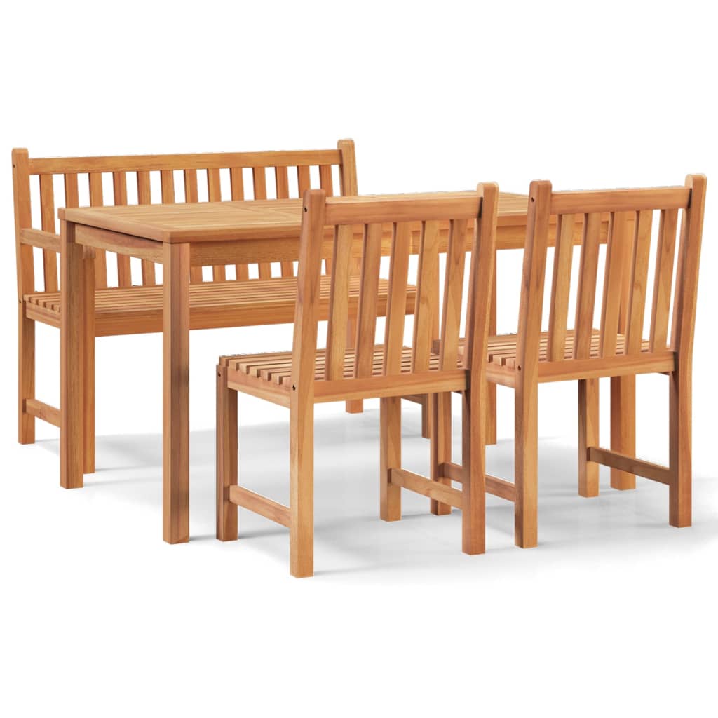 Juego de comedor para jardín 4 piezas madera maciza de teca