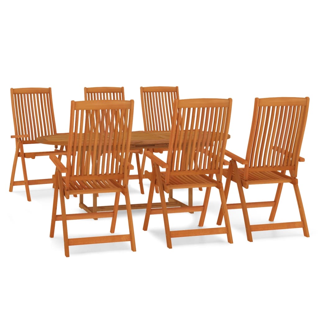 Juego de comedor para jardín 7 pzas madera maciza de eucalipto