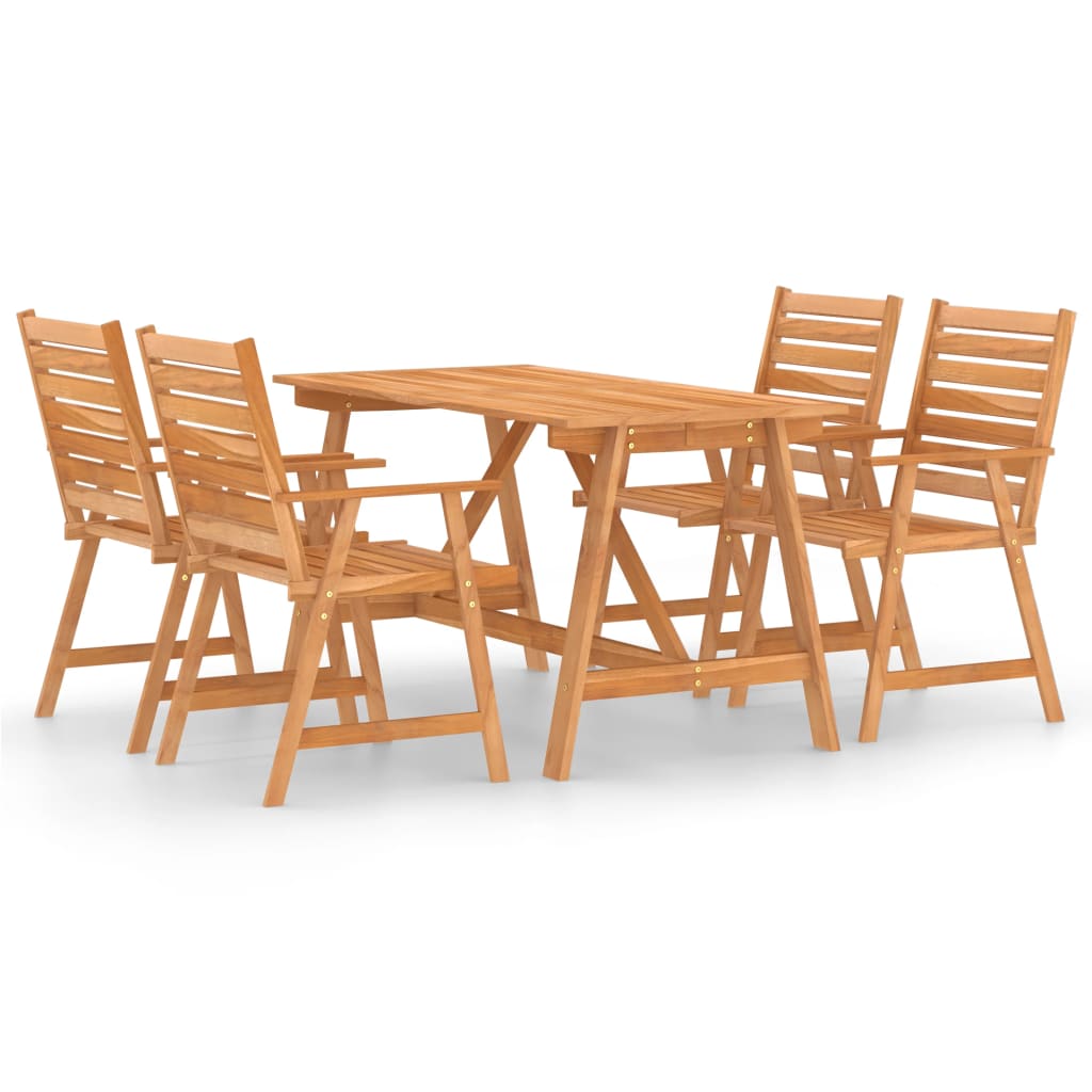 Juego de comedor para jardín 5 piezas madera maciza de acacia