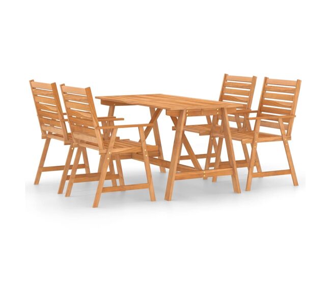 Juego de comedor para jardín 5 piezas madera maciza de acacia