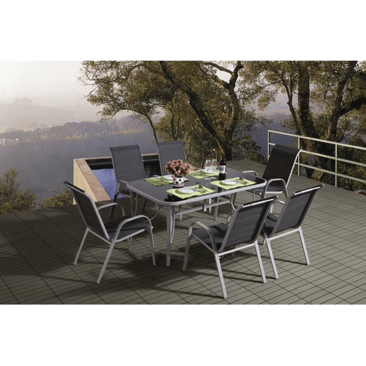 Conjunto de móveis de jardim em têxtil Cordoba - Phoenix - 6 lugares - Cinza escuro